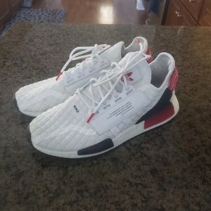 EUC Mens Adidas NMD_R1 V2 'Quilted - White Solar Red' Athletic Shoe, Size 11.5